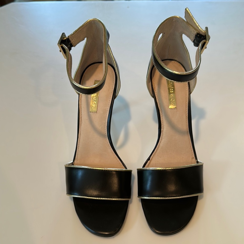 Louise et Cie black heels with gold trim.  Size 8